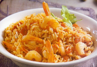 Πιλάφι με ντομάτα και γαρίδες
                  